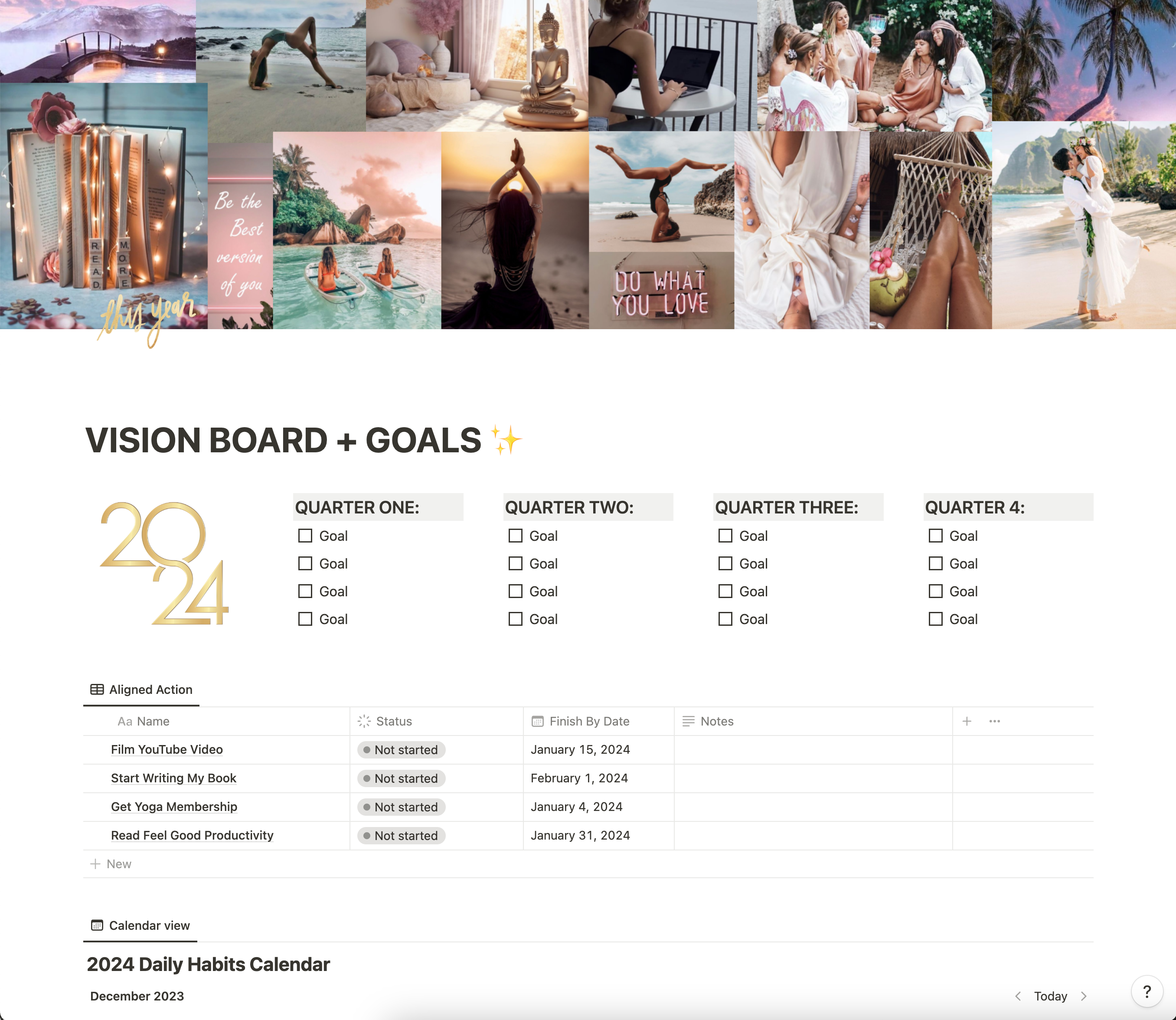 2024 Vision Board Notion Template – The Gem Goddess