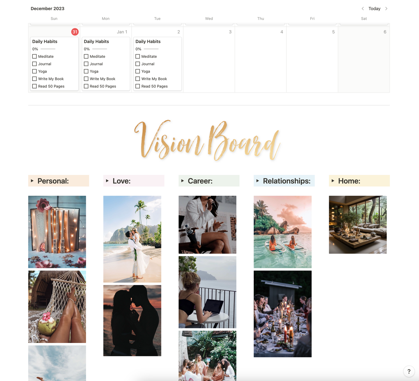 2024 Vision Board Notion Template